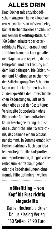 Werbetext Tour Magazin 1_22 Bikefitting Studio Innsbruck